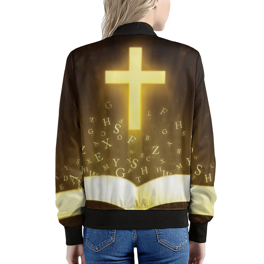 Christian Holy Bible Print Women's Bomber Jacket