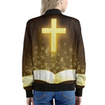 Christian Holy Bible Print Women's Bomber Jacket