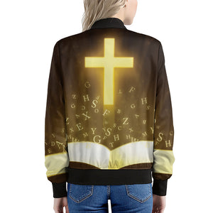 Christian Holy Bible Print Women's Bomber Jacket