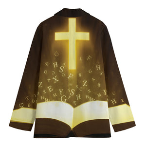 Christian Holy Bible Print Women's Cotton Blazer