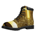 Christian Holy Bible Print Padded Collar Lace Up Boots