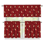 Christmas Angel Pattern Print 3 Piece Kitchen Curtains