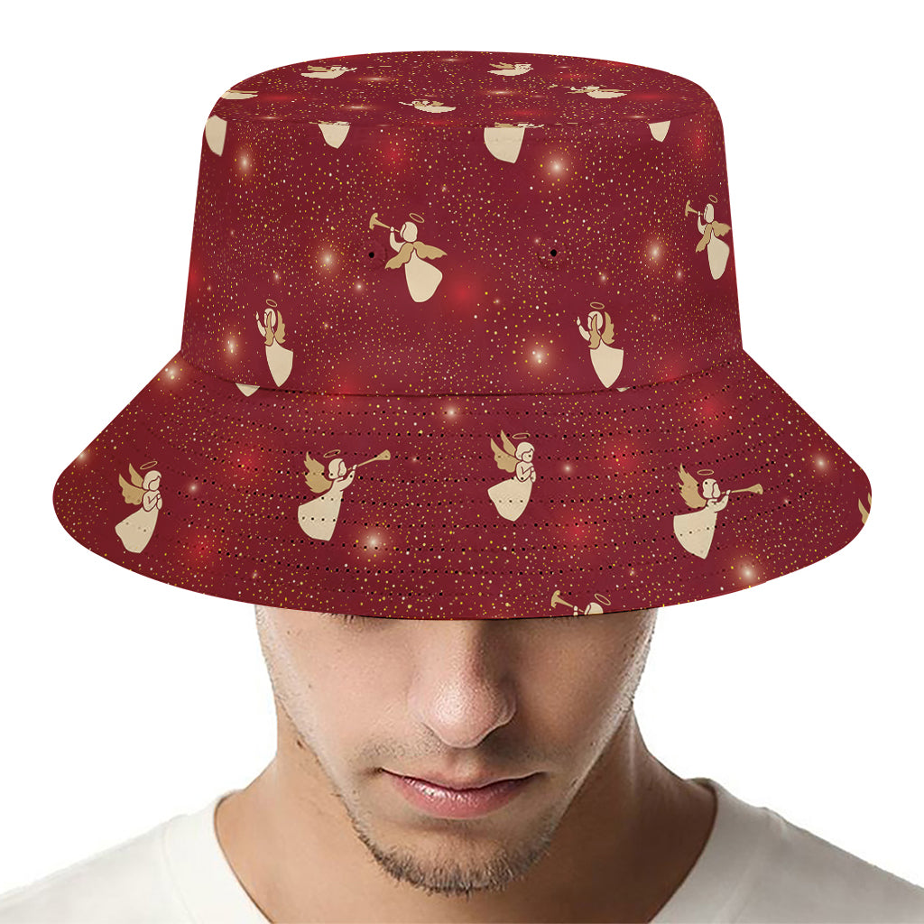 Christmas Angel Pattern Print Bucket Hat