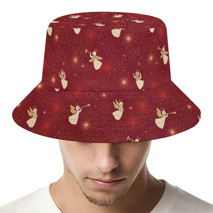 Christmas Angel Pattern Print Bucket Hat
