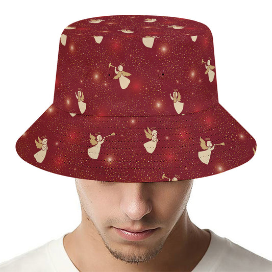 Christmas Angel Pattern Print Bucket Hat