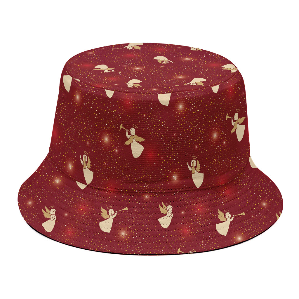Christmas Angel Pattern Print Bucket Hat