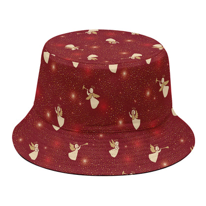 Christmas Angel Pattern Print Bucket Hat