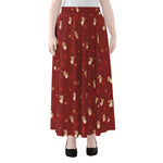 Christmas Angel Pattern Print Chiffon Maxi Skirt