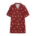 Christmas Angel Pattern Print Cotton Hawaiian Shirt