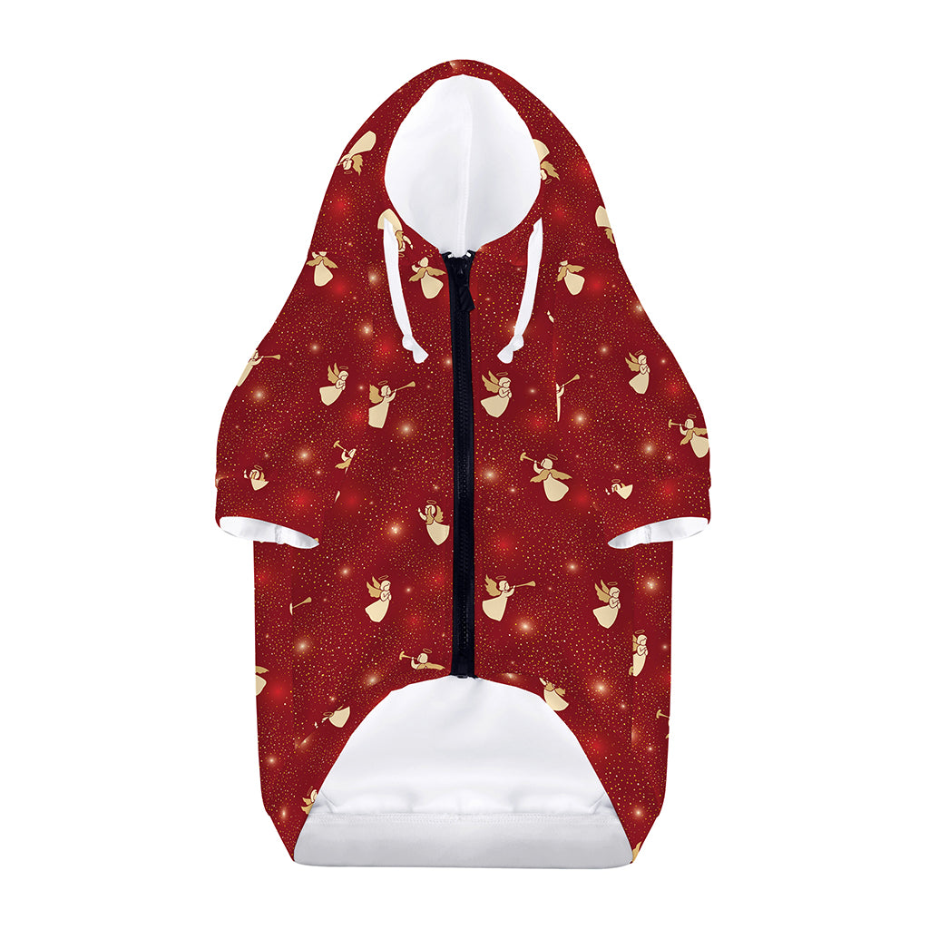 Christmas Angel Pattern Print Dog Zip Up Hoodie