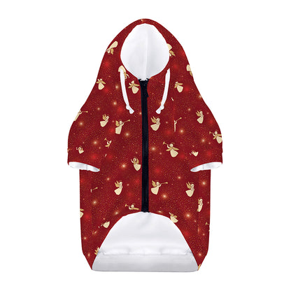 Christmas Angel Pattern Print Dog Zip Up Hoodie