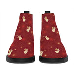 Christmas Angel Pattern Print Flat Ankle Boots