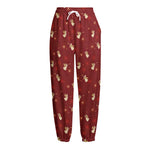 Christmas Angel Pattern Print Fleece Lined Knit Pants