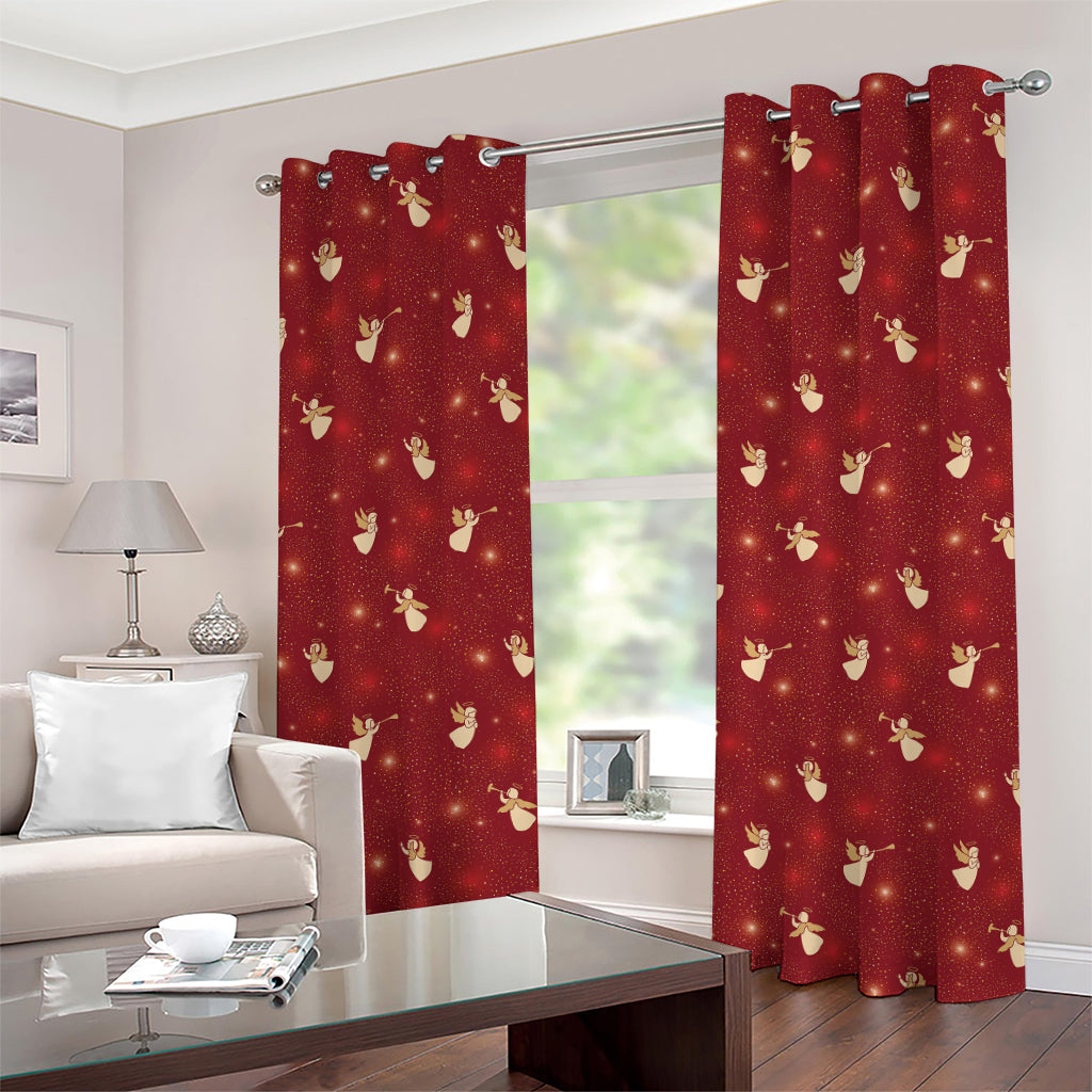 Christmas Angel Pattern Print Grommet Curtains