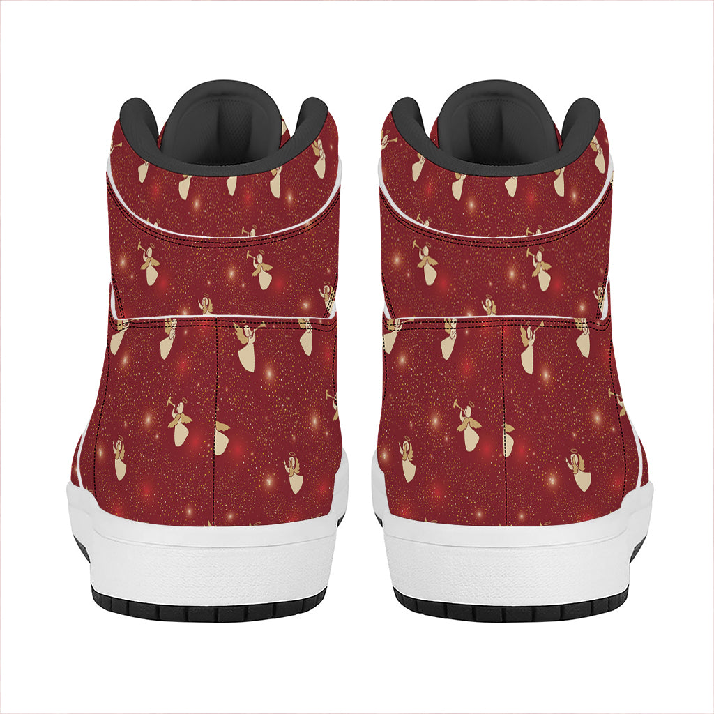 Christmas Angel Pattern Print High Top Leather Sneakers