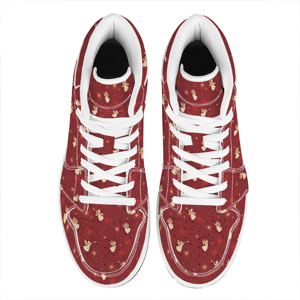 Christmas Angel Pattern Print High Top Leather Sneakers