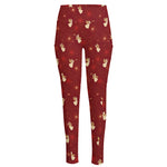 Christmas Angel Pattern Print High-Waisted Pocket Leggings