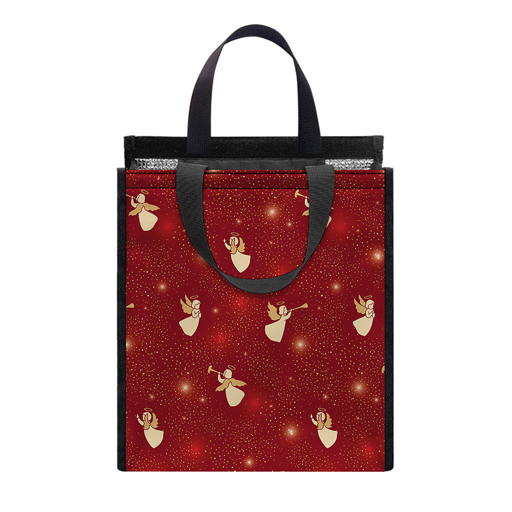 Christmas Angel Pattern Print Insulated Lunch Tote