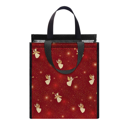Christmas Angel Pattern Print Insulated Lunch Tote