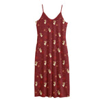 Christmas Angel Pattern Print Jersey Midi Cami Dress