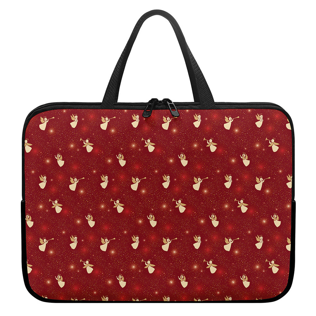 Christmas Angel Pattern Print Laptop Sleeve With Handle