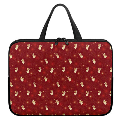 Christmas Angel Pattern Print Laptop Sleeve With Handle
