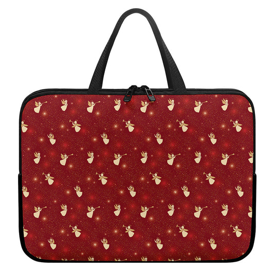 Christmas Angel Pattern Print Laptop Sleeve With Handle