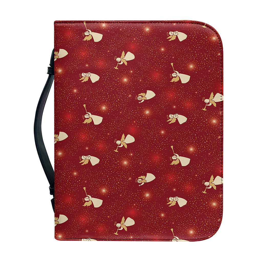 Christmas Angel Pattern Print Leather Bible Cover