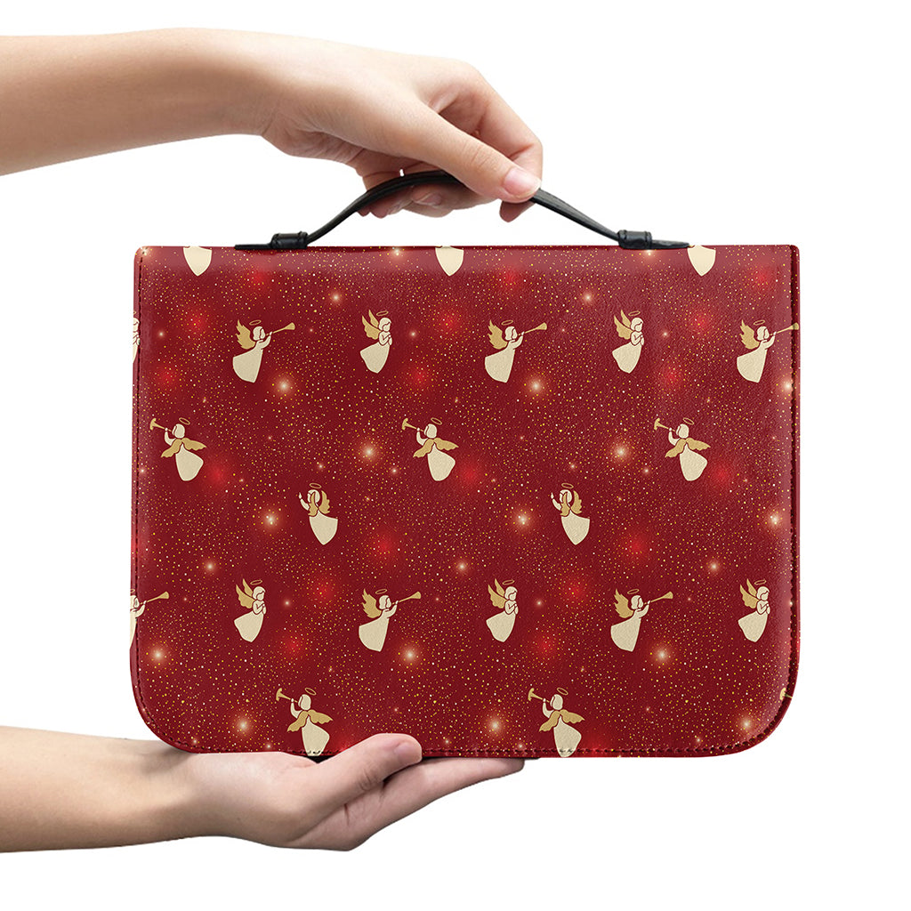 Christmas Angel Pattern Print Leather Bible Cover