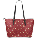 Christmas Angel Pattern Print Leather Tote Bag