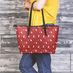 Christmas Angel Pattern Print Leather Tote Bag
