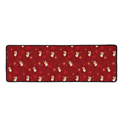 Christmas Angel Pattern Print Long Kitchen Mat