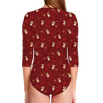 Christmas Angel Pattern Print Long Sleeve Swimsuit