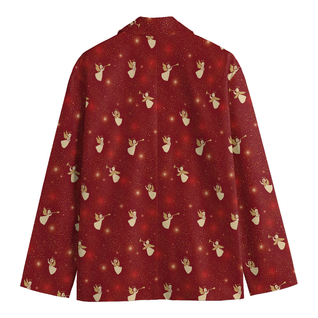 Christmas Angel Pattern Print Men's Cotton Blazer