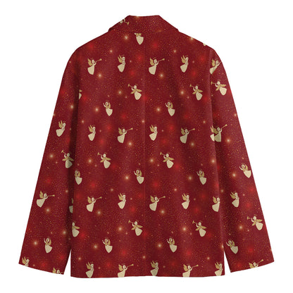 Christmas Angel Pattern Print Men's Cotton Blazer