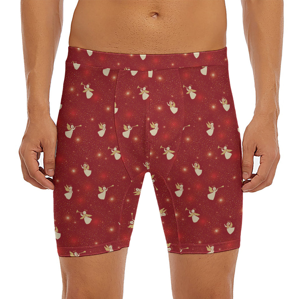Christmas Angel Pattern Print Men's Long Boxer Briefs