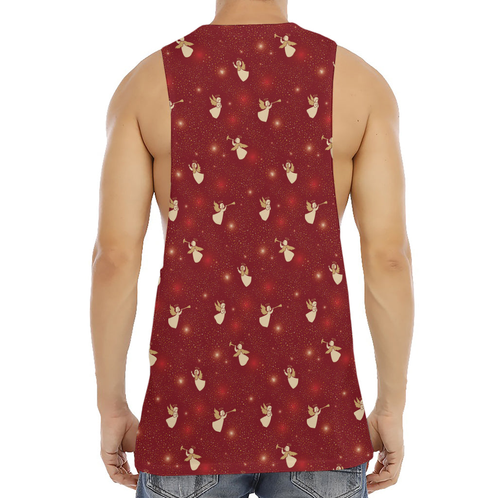 Christmas Angel Pattern Print Men's Muscle Tank Top