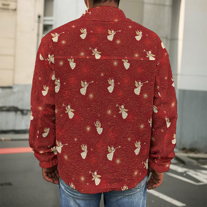 Christmas Angel Pattern Print Men's Shirt Jacket