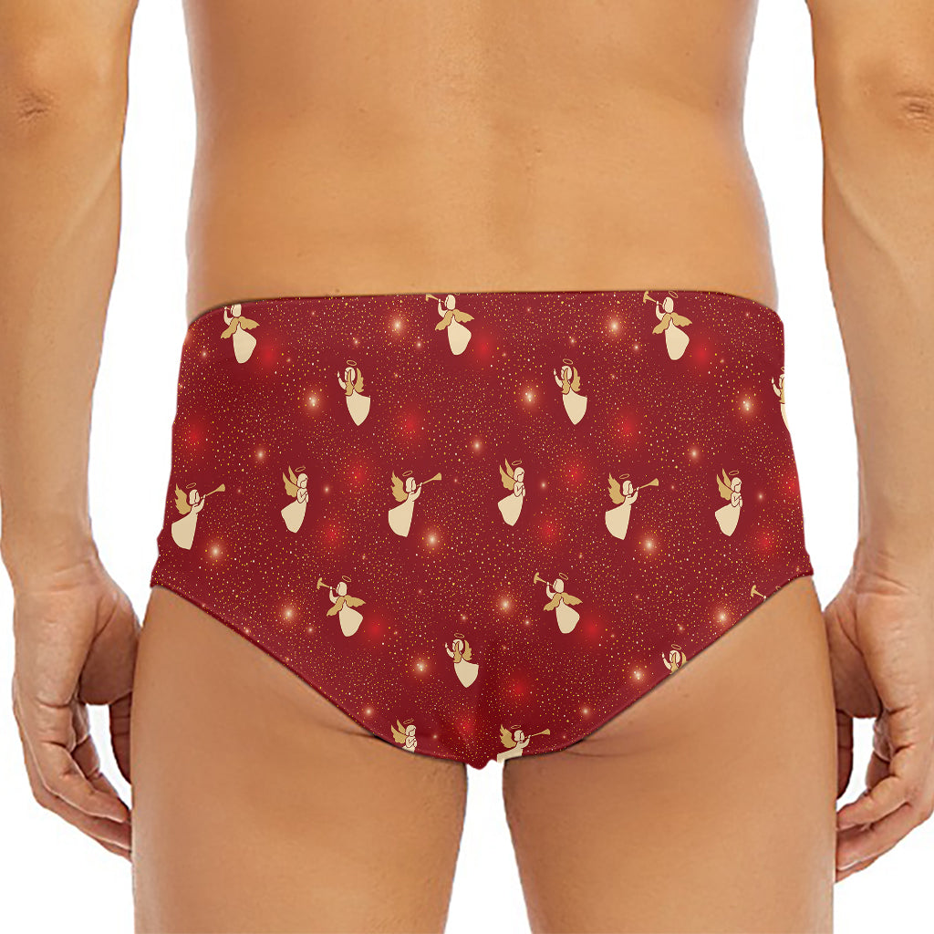 Christmas Angel Pattern Print Men's Triangle Swim Briefs