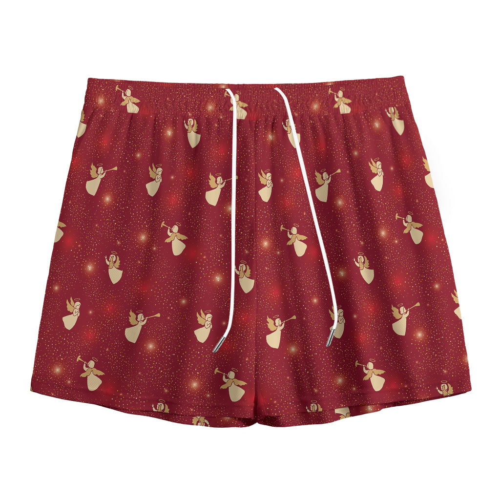 Christmas Angel Pattern Print Mesh Shorts