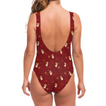Christmas Angel Pattern Print One Piece Swimsuit