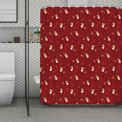Christmas Angel Pattern Print Polyester Shower Curtain