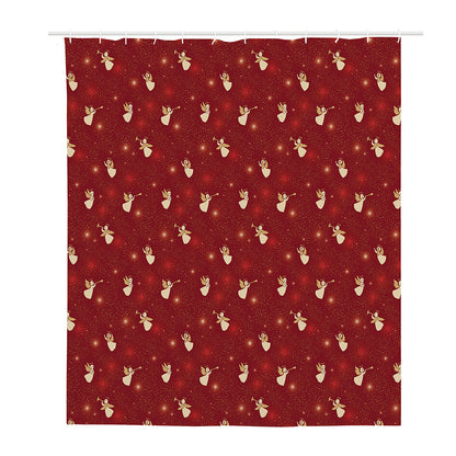 Christmas Angel Pattern Print Polyester Shower Curtain