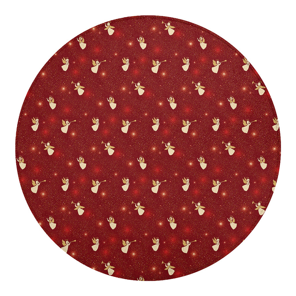 Christmas Angel Pattern Print Round Blanket