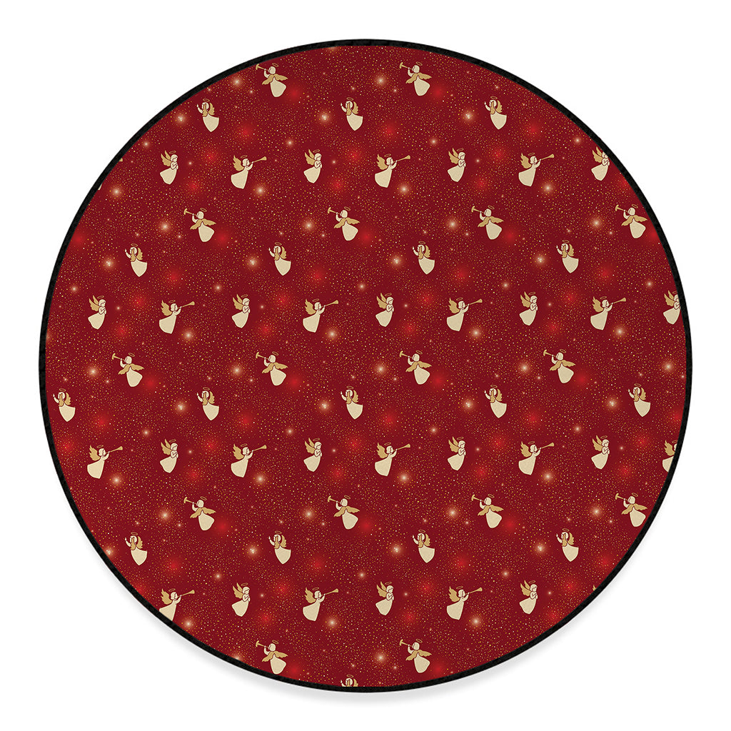 Christmas Angel Pattern Print Round Floor Mat