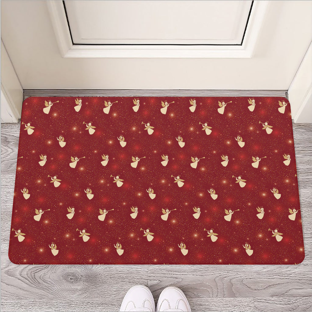 Christmas Angel Pattern Print Rubber Doormat