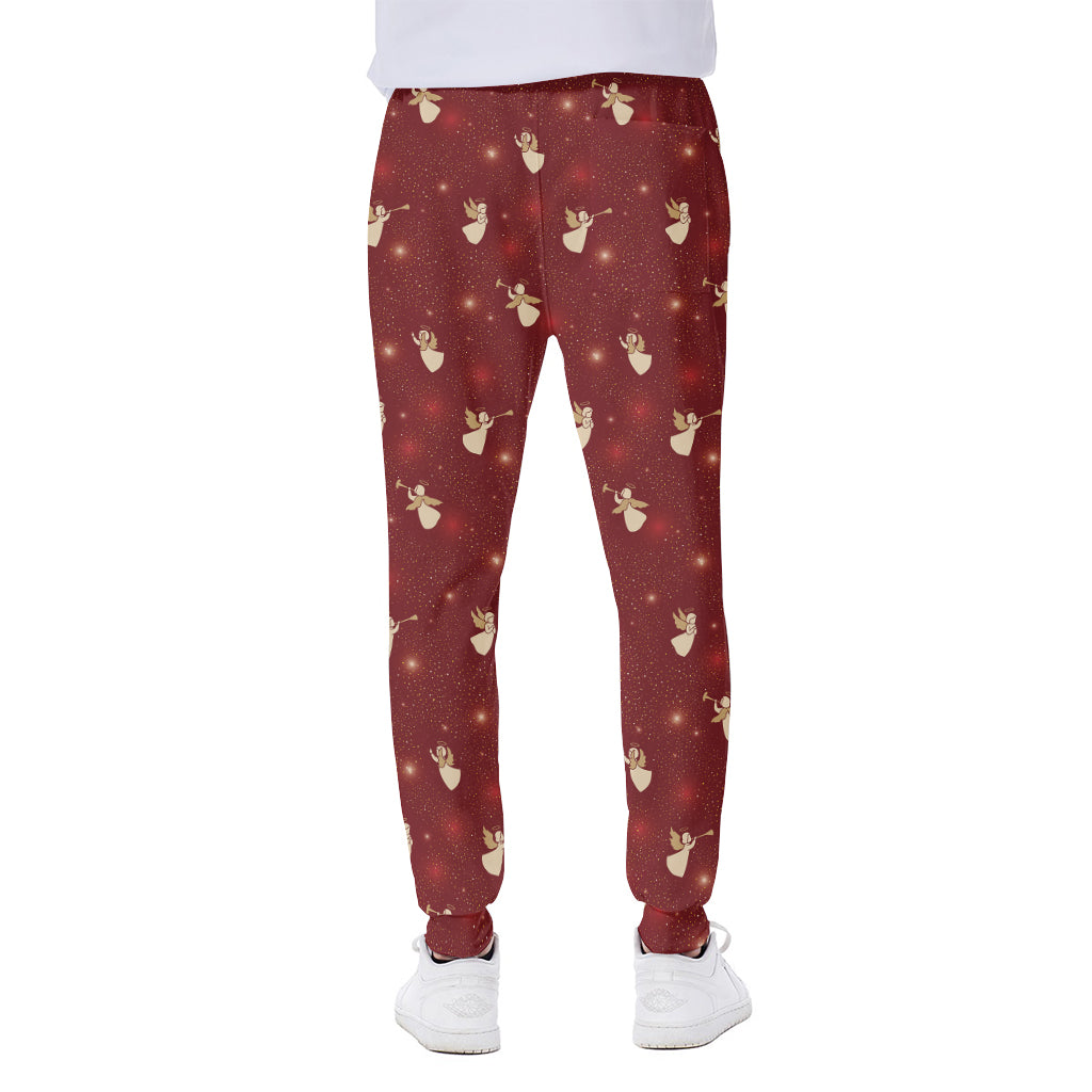 Christmas Angel Pattern Print Scuba Joggers