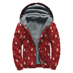 Christmas Angel Pattern Print Sherpa Lined Zip Up Hoodie