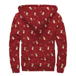 Christmas Angel Pattern Print Sherpa Lined Zip Up Hoodie