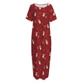 Christmas Angel Pattern Print Short Sleeve Long Nightdress